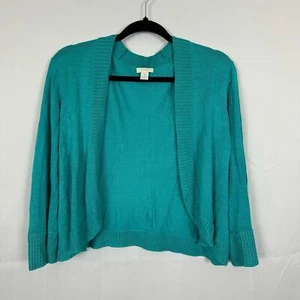 Chico's Cardigan Size 3 100% Silk Open Front Sweater - Aqua Blue, teal - Picture 1 of 5