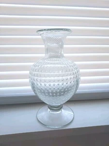 Clear Glass Vase Graduate Swirl Controlled Bubbles 7.5" Great Condition - Picture 1 of 6