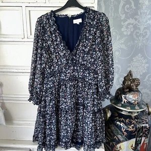 Ladies Apricot Size 12 Floral Chiffon Dress Pre Owned - Picture 1 of 5