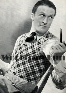 Suéter para hombre deslizante/sin mangas con patrón de tejido vintage década de 1940. Cuadros/controles - Imagen 1 de 1