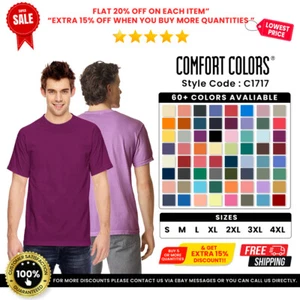 Comfort Colors C1717 Adult Cotton Short Sleeves Crew Neck Heavyweight T-Shirt - Picture 1 of 37