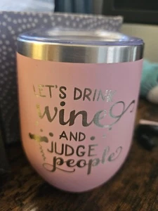 Small Pink Insulated Wine Tumbler With Lid Great Gift Idea For Friends - Picture 1 of 5