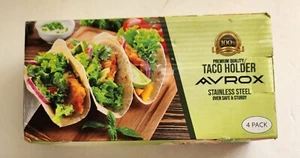 Taco Holder Stand Set Of 4 Stainless Steel Taco Rack Tray Oven Safe Holds 3 Taco - Picture 1 of 8