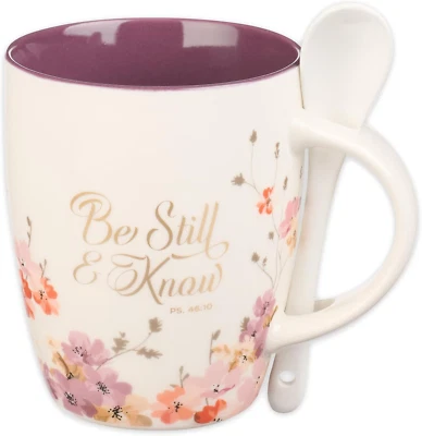 Christian Art Gifts Coffee and Tea Scripture Mug with Ceramic Spoon Set for Wome — 第 1/4 张图片