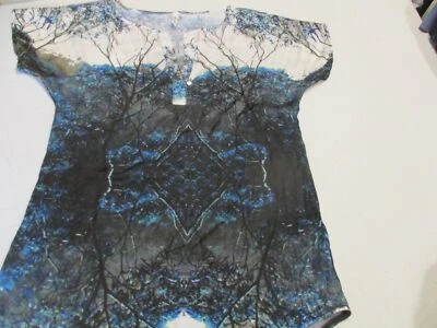 Mujer RVCA Negro Azul Blanco Blusa Manga Corta Talla XS Foto 1 de 4