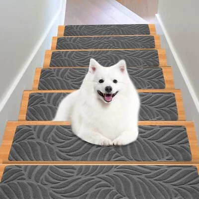 Juego de 15 piezas de almohadillas para escaleras alfombras peldaños adhesivos antideslizantes alfombrillas para escalones decoración del hogar Foto 1 de 4