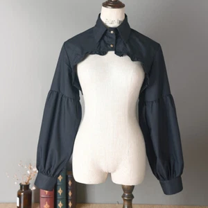 Mujeres Bolero Encogerse de hombros Top Corto Cuello Falso Media Camisa Manga Larga Abullonada Oficina Dulce - Imagen 1 de 14