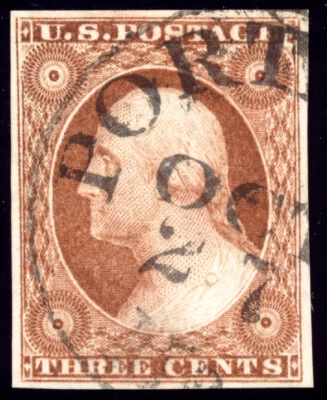 US 10A 3c 1851 George Washington type II imperf PSAG grade 95 black CDS cancel - Image 1 of 3