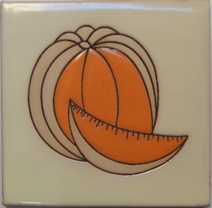 Mexican Tile Malibu Fruit Santa Barbara Tiles Cuerda Seca Cantaloupe F-13 - Picture 1 of 1