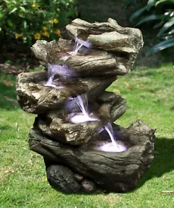 22" H  Tiered Water Fountain Outdoor W/LEDs 4 Leveled Freestanding Fountain - Picture 1 of 7