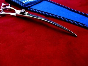 Left Hand DOWNWARD CURVED_ Pet 8.5" Scissors dog/cat grooming_Japanese Steel - Picture 1 of 8