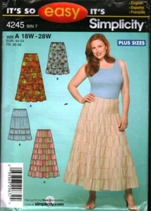 4245 Vintage Simplicity Sewing Pattern Misses Plus Size Tiered Skirts UNCUT 28W - Picture 1 of 2