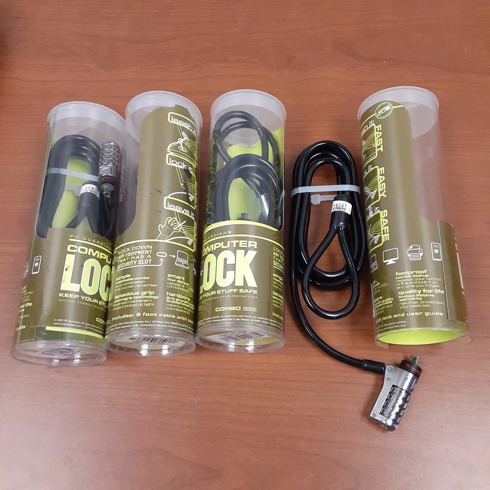 PC Guardian Cable Computer Lock...Lot of 4...NEW! - Image 1 of 4