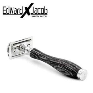 EXJ Double Edge Safety Razor - Classic Vintage Shaving, Black Wooden Handle - Picture 1 of 4