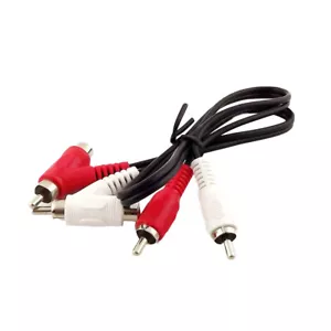 50cm Dual RCA Male to 2x RCA Male + 2x RCA Female Piggy-Back Stereo Audio Cable - Picture 1 of 6
