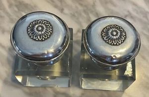 2 Antique Sterling Silver Ink Wells Chips And Dents - Picture 1 of 8