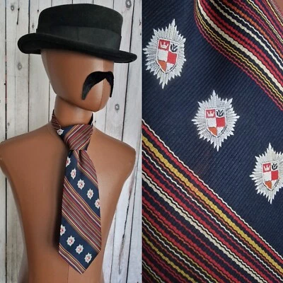 Royale Vintage Regimental Style Tie in Blue Polyester with Crest 1970s AP82 - Image 1 of 4