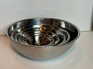 Lot 6 Large Mixing Bowl Nesting Bundle Stainless Steel 6"-15" Restaurant Cooking - Picture 1 of 8