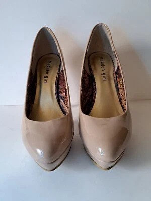 Sexy Zapatos de Niña Madden Tacones de Plataforma Bronceado Brillante Talla 7 Foto 1 de 4