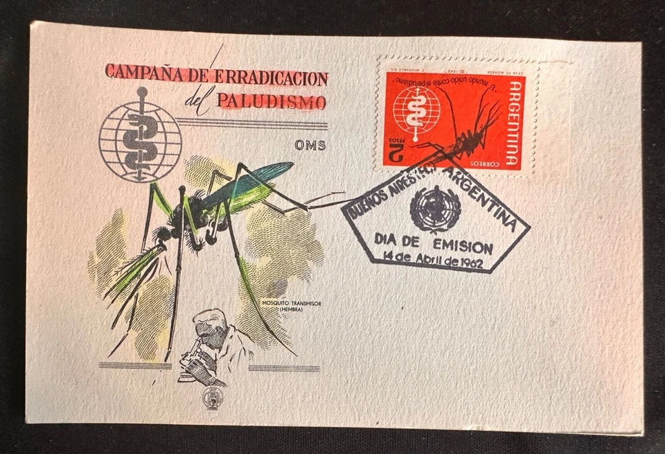 CM) 1962. ARGENTINA. FEMALE TRANSMITTER MOSQUITO. FDC. MALARIA ERADICATION CAMPA - Image 1 of 1