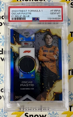 🏁 2024 Topps Finest F1 Oscar Piastri F1 Relic Blue /75 McLaren PSA 10 LOW POP 2 - Image 1 of 2