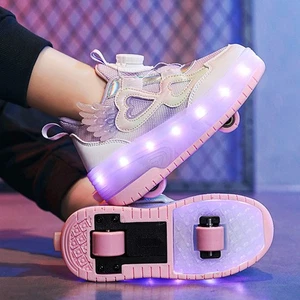 Roller skates kid 2 wheels sneakers children trainers girl sport skating shoes - Picture 1 of 14