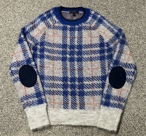 J.Crew Mohair Wool Blend Sweater Women’s XS Tartan Plaid Multicolor Pullover - Picture 1 of 8