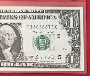 1969D $1 DOLLAR BILL ( RICHMOND E ) Block E-C. UNCIRCULATED - Picture 1 of 3