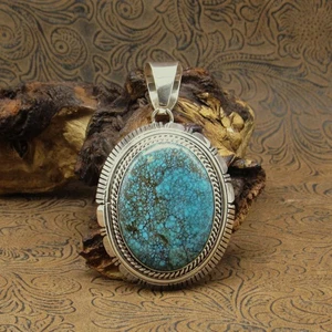 Schöner großer Spinnennetz Türkis Sterling Silber Anhänger - Bild 1 von 5