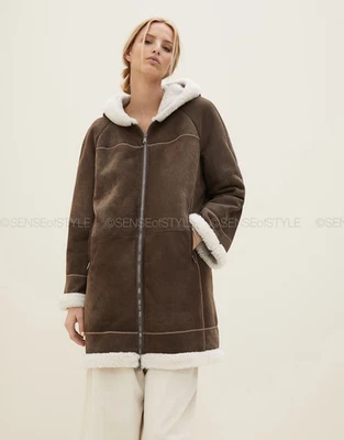 Jaqueta Monili Feminina Brunello Cucinelli Casaco de Pele de Couro com Capuz Tamanho 40 P - Imagem 1 de 4