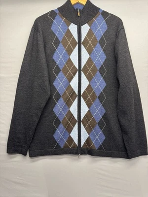 Toscano Sweater Mens 2XL Argyle Full Zip Wool Blend Pullover Made in Italy - Image 1 of 4