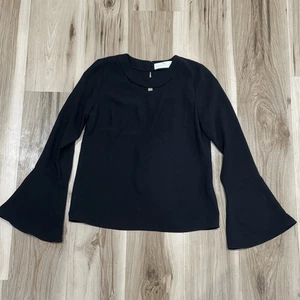 Amanda Uprichard schwarz Glockenärmel Schlüsselloch Bluse Top Damen Small - Bild 1 von 4