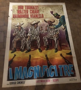 Manifesto  Cinema Originale (1mt X 1,40) Franco E Ciccio I Magnifici Tre - Foto 1 di 1