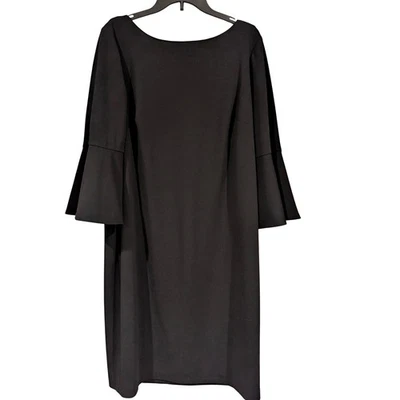 Vestido Vaina Calvin Klein Negro Manga Campana Talla Grande 14W Cremallera Dorada Foto 1 de 4