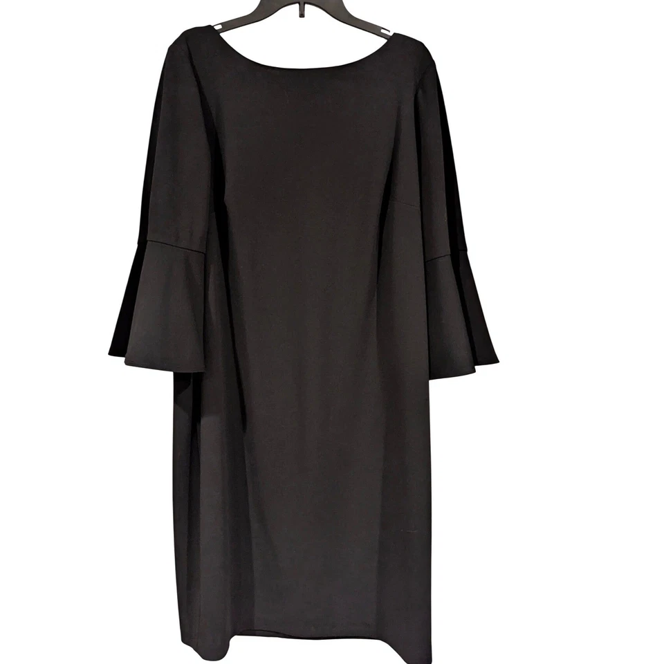 Vestido Vaina Calvin Klein Negro Manga Campana Talla Grande 14W Cremallera Dorada Foto 1 de 4