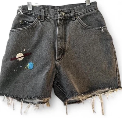 De colección años 80/90 L.L. Pantalones Cortos Bean ÚNICOS Bordados a Mano Planetas Estrellas Deshilachados Mamá Foto 1 de 4
