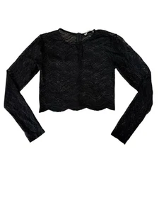 Top corto Zara para mujer pequeño negro oscuro romántico capricho bruja boho encaje gótico - Imagen 1 de 3