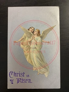 c.1900s “Christ is Risen” Easter Postcard – Two Angels – W. & K. London - Picture 1 of 2