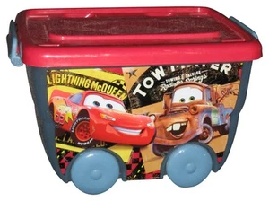Disney Pixar Cars Lightning McQueen & Mater Plastic Storage Bin w/ Wheels - Picture 1 of 5