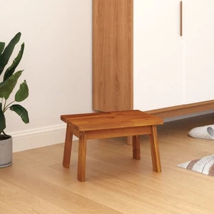 Taburete de madera maciza rústico de acacia 38x26x22 cm, diseño seguro para uso doméstico - Imagen 1 de 5