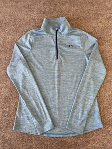 Camiseta deportiva Under Armour Pullover para mujer azul jaspeado cuarto cremallera - Imagen 1 de 11