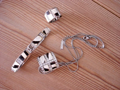 Lot 3 bijoux parure Senso di donna bracelet bague collier strass zèbre - Photo 1/4