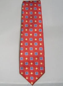 Bruno Piattelli Silk Orange Blue Gold Geometry Necktie - Picture 1 of 1