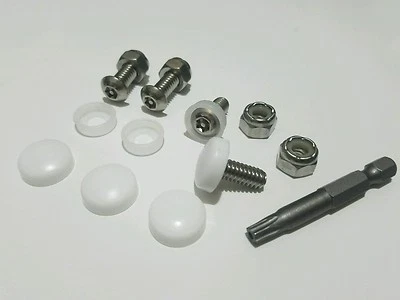 4 License Plate Tag Frame Domestic Standard Fasteners Screws White Caps cover - Image 1 of 2
