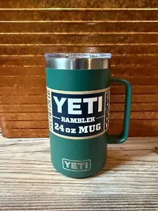 NEW RARE Yeti Rambler 24oz mug Northwoods Green Lid Coffee Cup - Picture 1 of 2