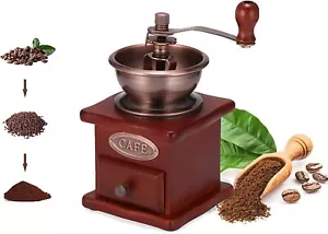 Manual Coffee Grinder Vintage Hand Crank Classic Mill with Brush for Drip Coffee - Picture 1 of 7