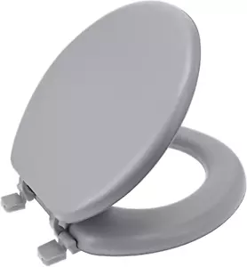 Gray Soft Padded Toilet Seat Round Cushioned Standard Cover Premium Comfort Grey - Picture 1 of 12