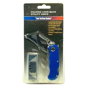 Coltello Utility Pieghevole Lock-Back - Utensile da Taglio Clip a Cinghia Leggera con Lame Extra - Foto 1 di 4