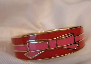 Kate Spade Pink/Red "All Wrapped Up" Bangle Bracelet Cuff RARE! - Picture 1 of 7