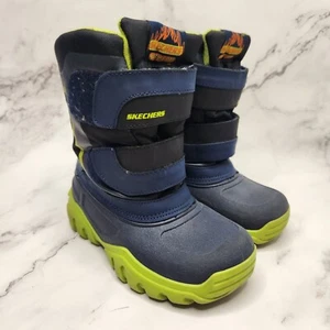 Skechers High Slopes Winter Rain Snow Boots Blue Green Kids Child Size 11 - Picture 1 of 8